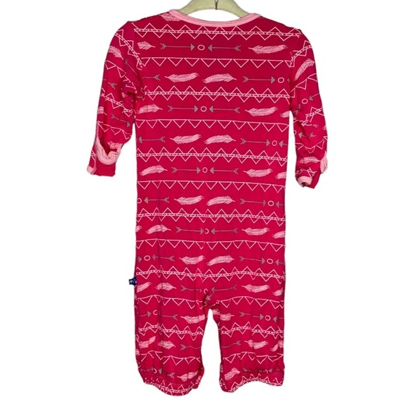 Kickee pants bamboo pajamas footless onsie convertible 6-12 months pink mittens - Picture 2 of 3